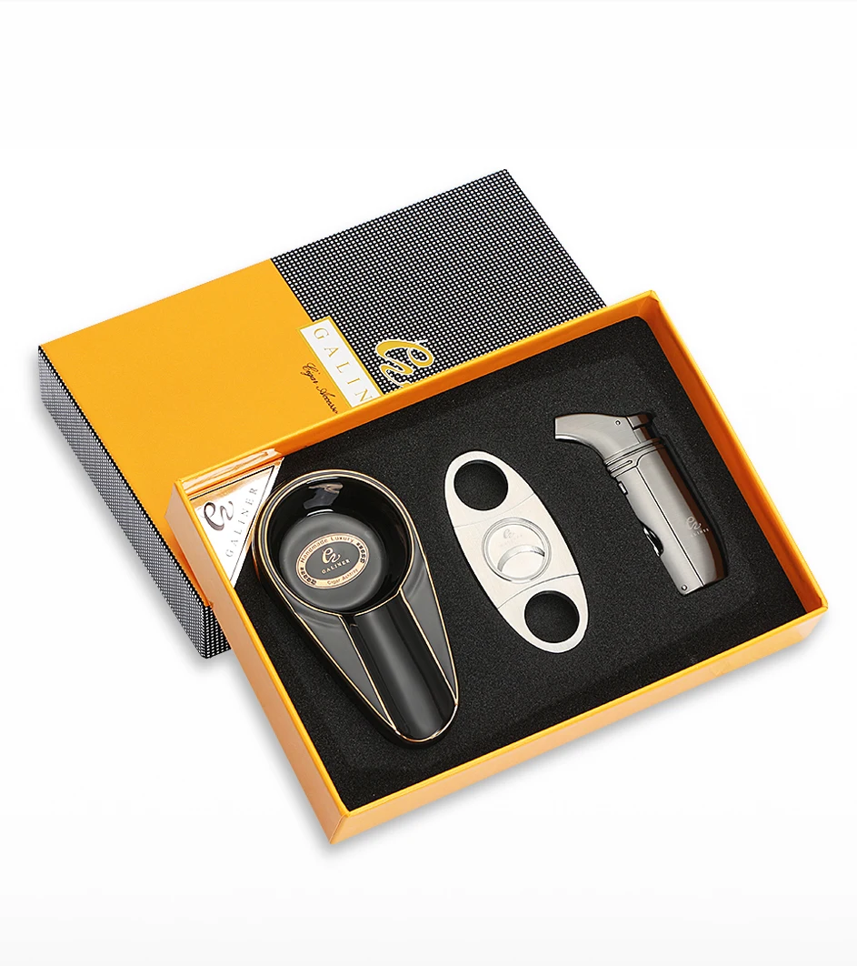 GALINER Puro Travel Ashtray Home Torch Jet Flame Cigar Lighter Smoking Accessories Tobacco Cigar Cutter Charuto Gadgets GALINER Puro Travel Ashtray Home Torch Jet Flame Cigar Lighter Smoking Accessories Tobacco Cigar Cutter Charuto Gadgets