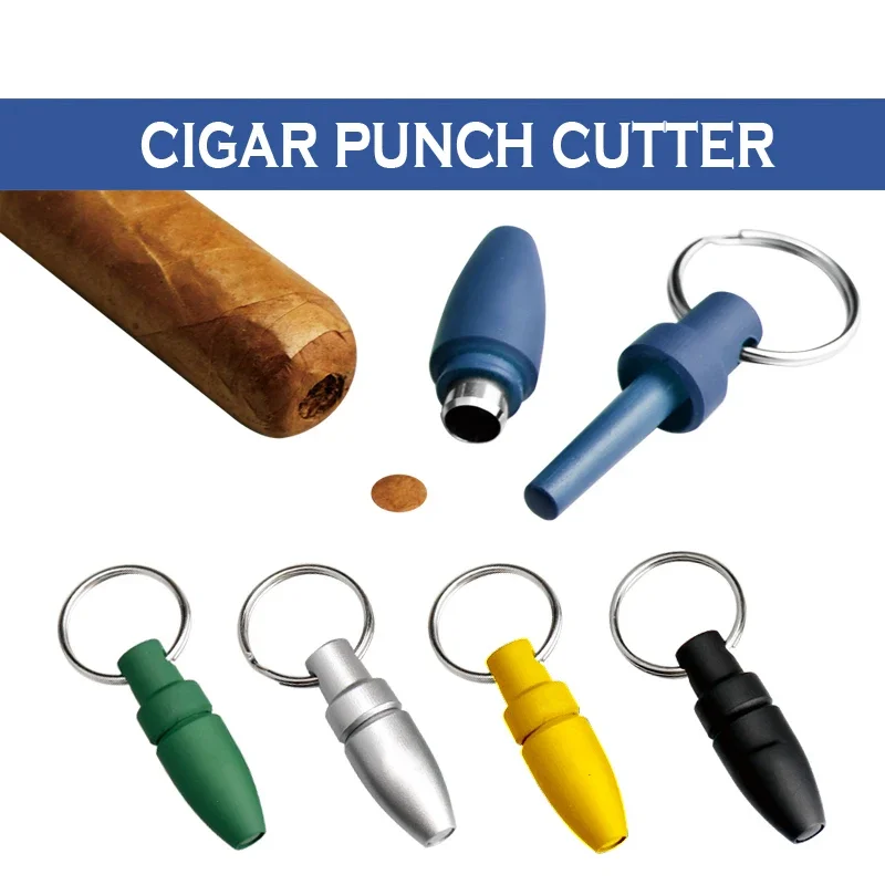 Cigar Punch Cutter With Key Ring Portable Cigar Accessories Pull Hole Cool Cigar Punch Rubber Clip Metal Gadget Mini Puncher Cigar Punch Cutter With Key Ring Portable Cigar Accessories Pull Hole Cool Cigar Punch Rubber Clip Metal Gadget Mini Puncher