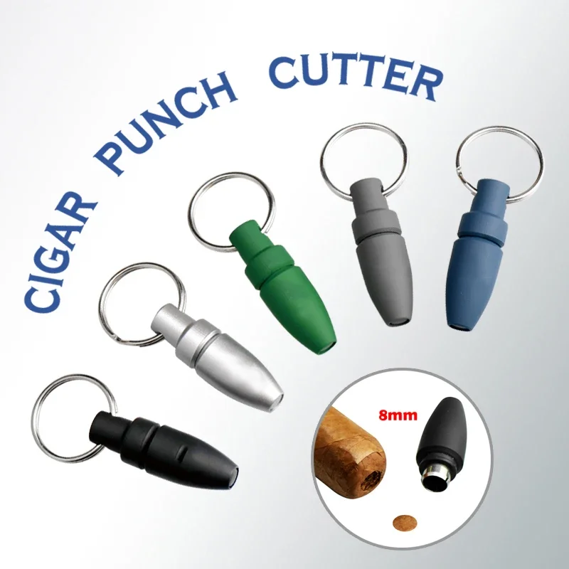 Cigar Punch Cutter With Key Ring Portable Cigar Accessories Pull Hole Cool Cigar Punch Rubber Clip Metal Gadget Mini Puncher Cigar Punch Cutter With Key Ring Portable Cigar Accessories Pull Hole Cool Cigar Punch Rubber Clip Metal Gadget Mini Puncher