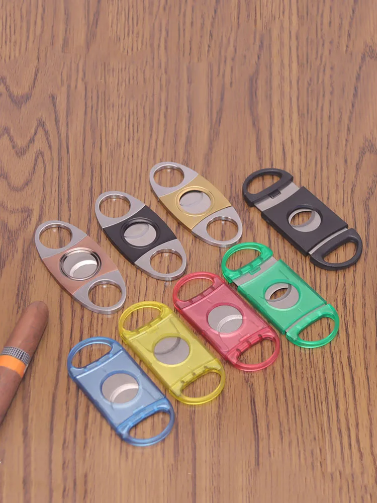 Cigar smoking set manual shredder, portable cigar scissors cigar cutter, double-edge cutting, plastic shell full metal drawing p Cigar smoking set manual shredder, portable cigar scissors cigar cutter, double-edge cutting, plastic shell full metal drawing p
