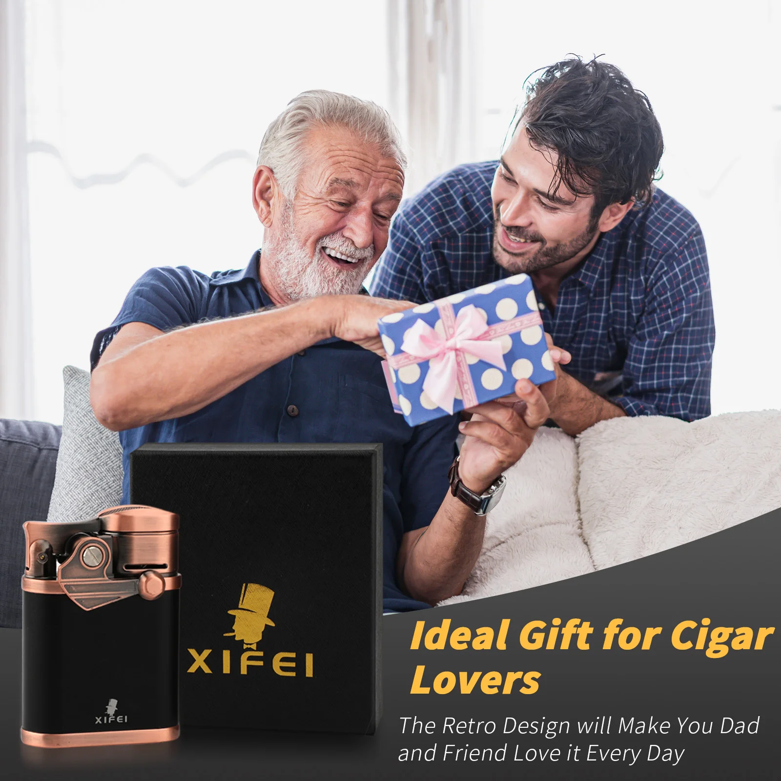 XIFEI Cigar Lighter 4 Jet Flame Torch Lighter with Cigar Holder, Windproof Rocker Arm Butane Lighter Adjustable Flame XIFEI Cigar Lighter 4 Jet Flame Torch Lighter with Cigar Holder, Windproof Rocker Arm Butane Lighter Adjustable Flame