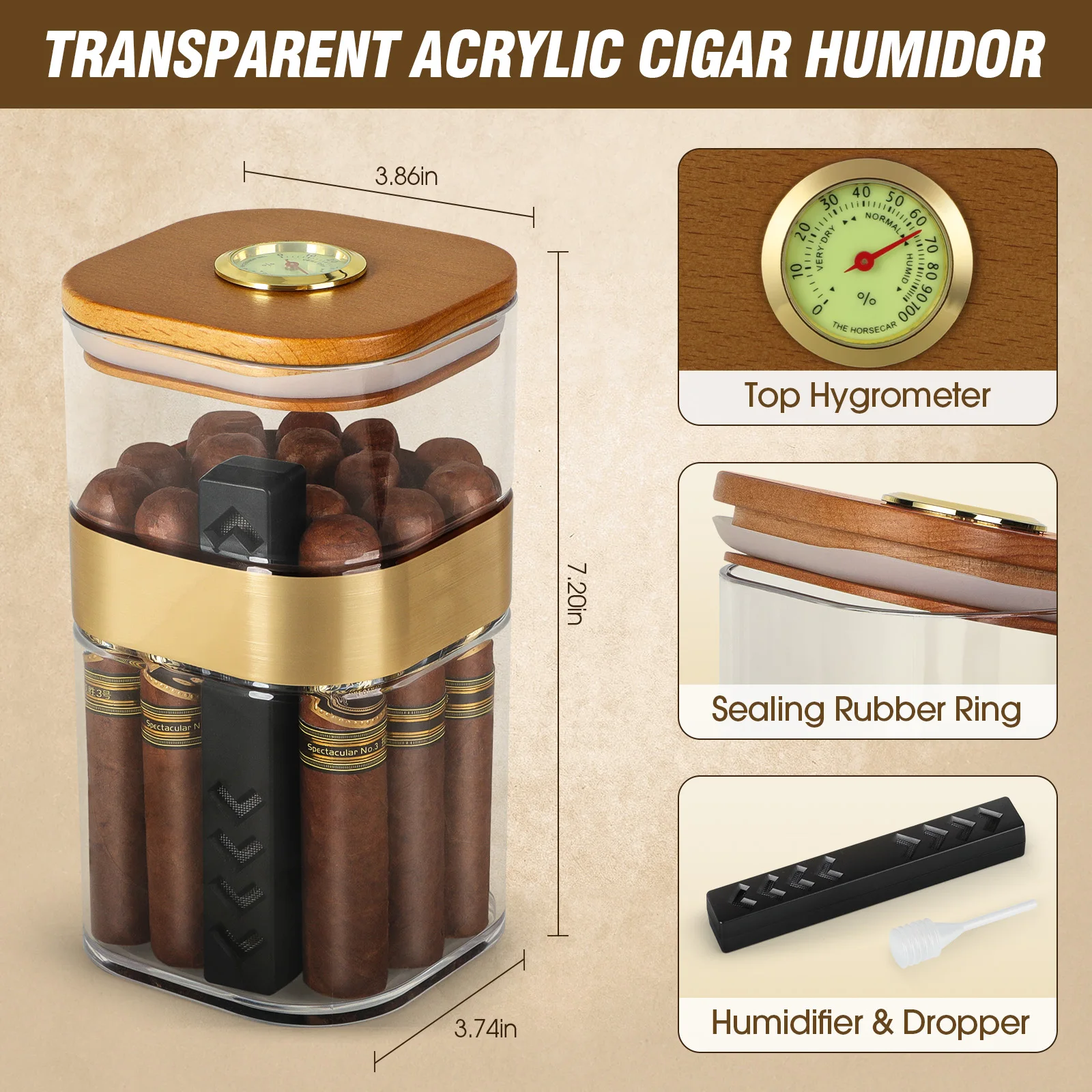 Cigar Humidor Cigar Ashtray Set Wooden Cigar Accessories Cigar Cutter Cigar Jar With Hygrometer Humidifier Cigar Gifts for Men Cigar Humidor Cigar Ashtray Set Wooden Cigar Accessories Cigar Cutter Cigar Jar With Hygrometer Humidifier Cigar Gifts for Men