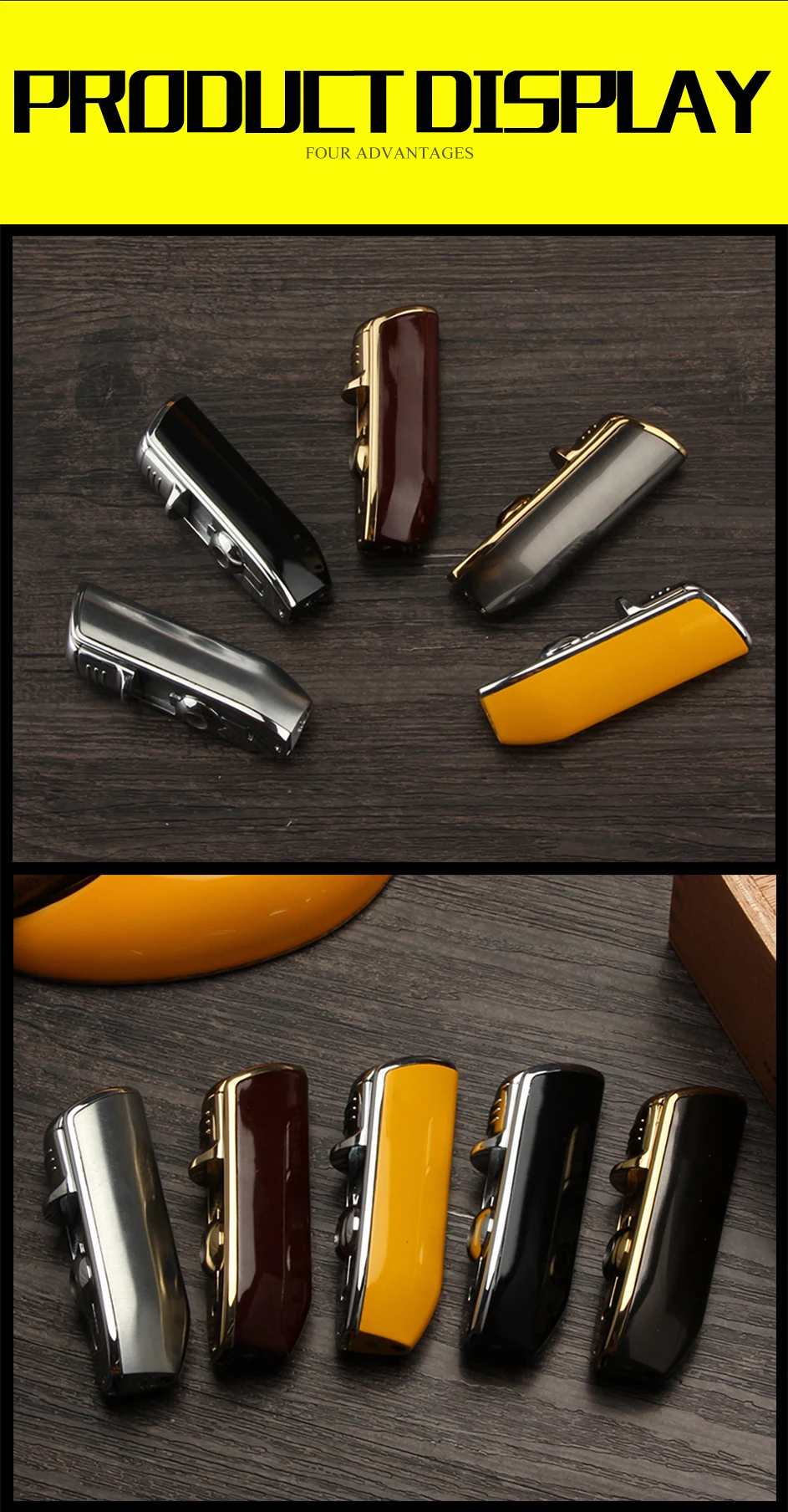 Metal Windproof Pocket Cigar Lighter - 3 Jet Blue Flame with Cutter Metal Windproof Pocket Cigar Lighter - 3 Jet Blue Flame with Cutter