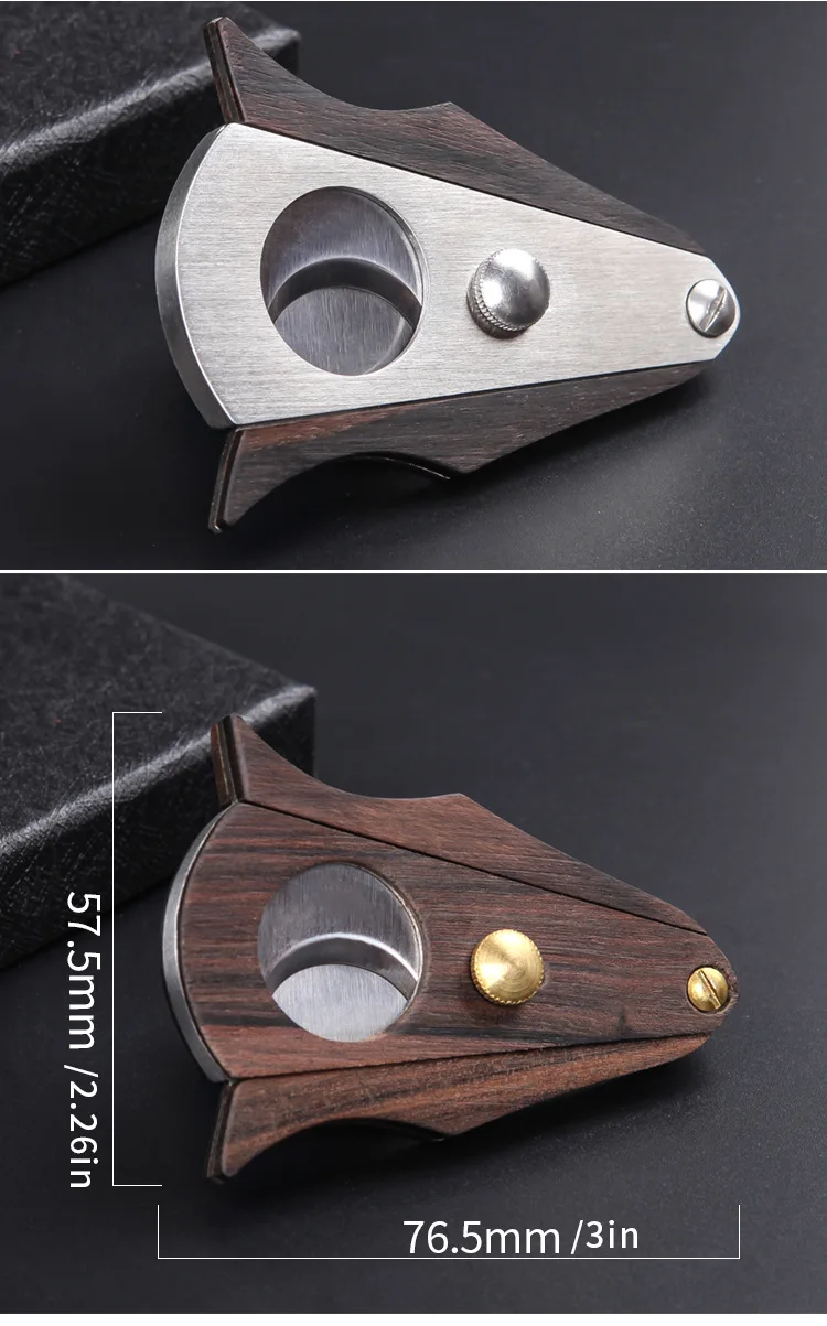 Double Blade Guillotine Cigar Cutter - Stainless Steel, Wood Grain Luxury Double Blade Guillotine Cigar Cutter - Stainless Steel, Wood Grain Luxury