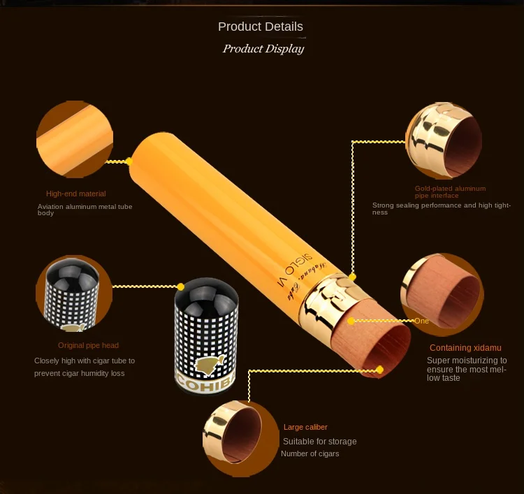 Single Cigar Case - Cedar Wood Lining for Travel and Storage