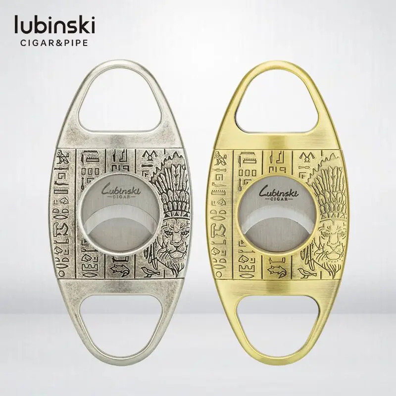 LUBINSKI Zinc Alloy Cigar Cutter - Gold, Double Blades, Gift Box LUBINSKI Zinc Alloy Cigar Cutter - Gold, Double Blades, Gift Box