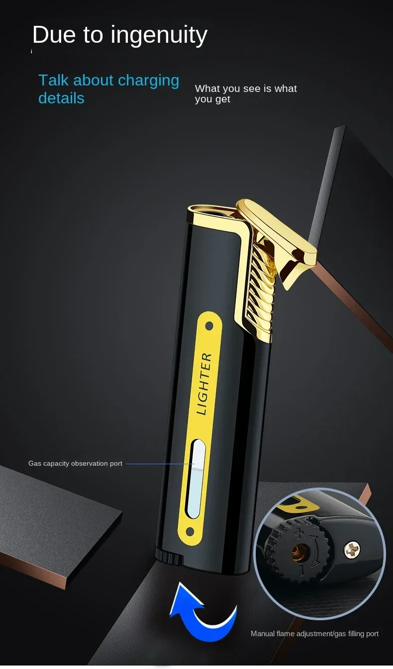 New Mini Portable Metal Windproof Lighter - High-power Butane Gift