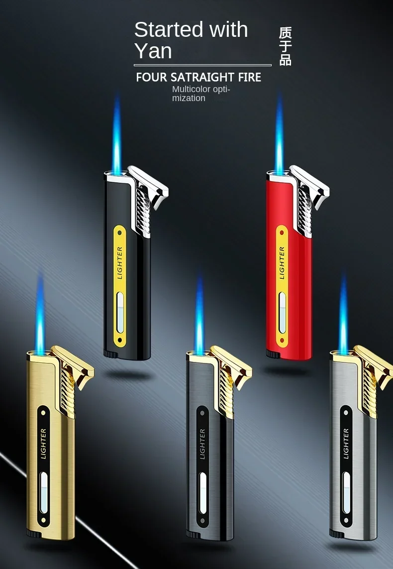 New Mini Portable Metal Windproof Lighter - High-power Butane Gift