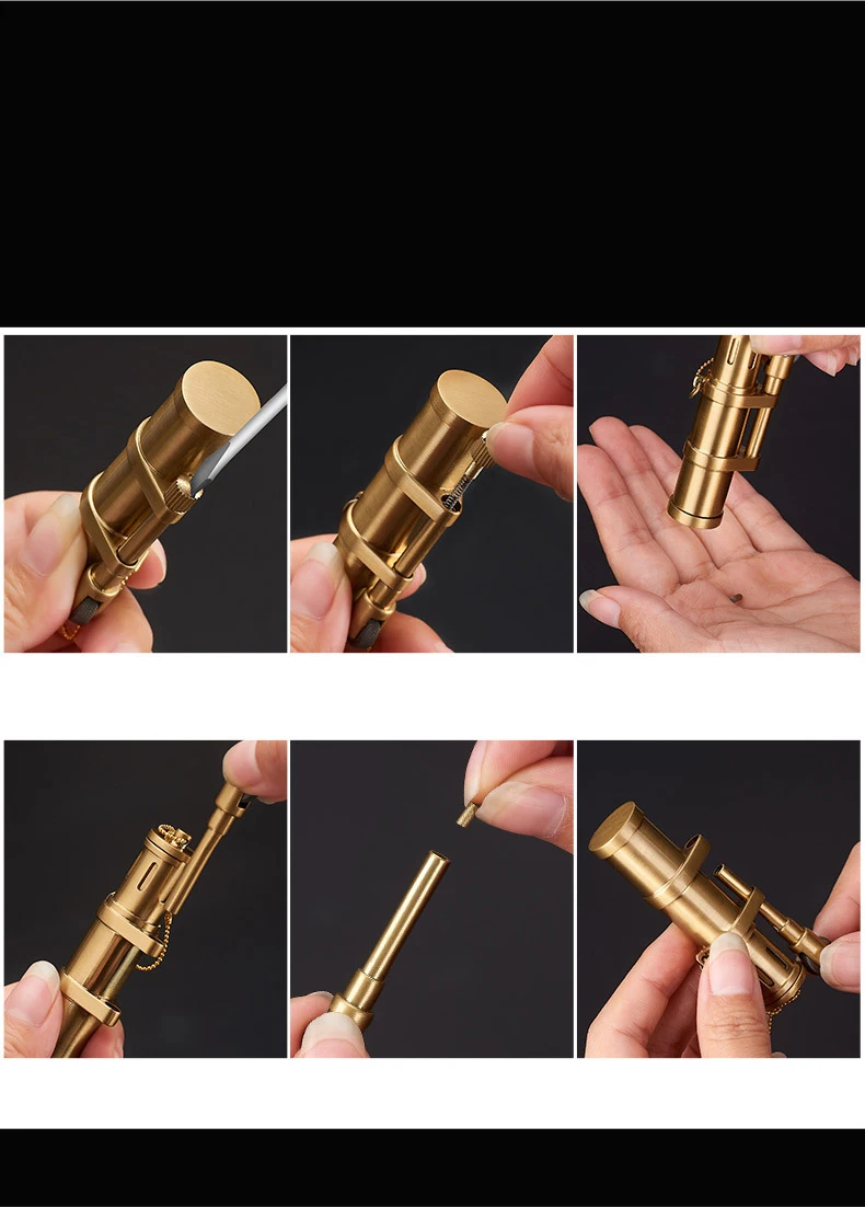 Classic Brass Kerosene Lighter - Retro Portable Men's Cigar Gift Classic Brass Kerosene Lighter - Retro Portable Men's Cigar Gift