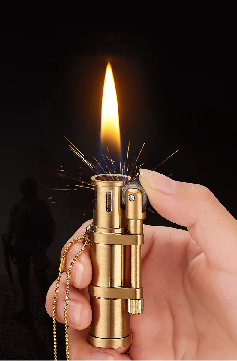 Classic Brass Kerosene Lighter - Retro Portable Men's Cigar Gift Classic Brass Kerosene Lighter - Retro Portable Men's Cigar Gift