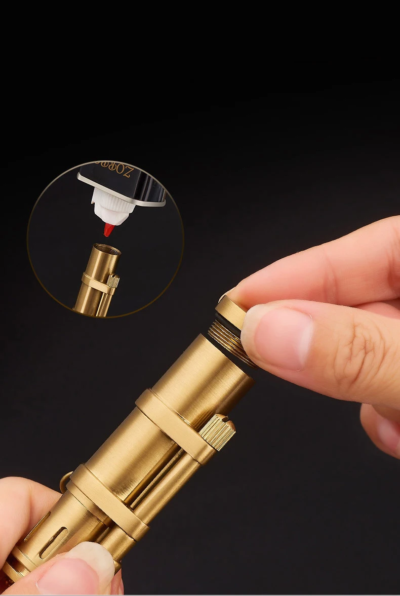 Classic Brass Kerosene Lighter - Retro Portable Men's Cigar Gift Classic Brass Kerosene Lighter - Retro Portable Men's Cigar Gift