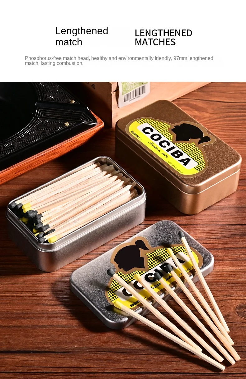 Extra Long Cigar Matches - Slow Burn, Portable Design Extra Long Cigar Matches - Slow Burn, Portable Design