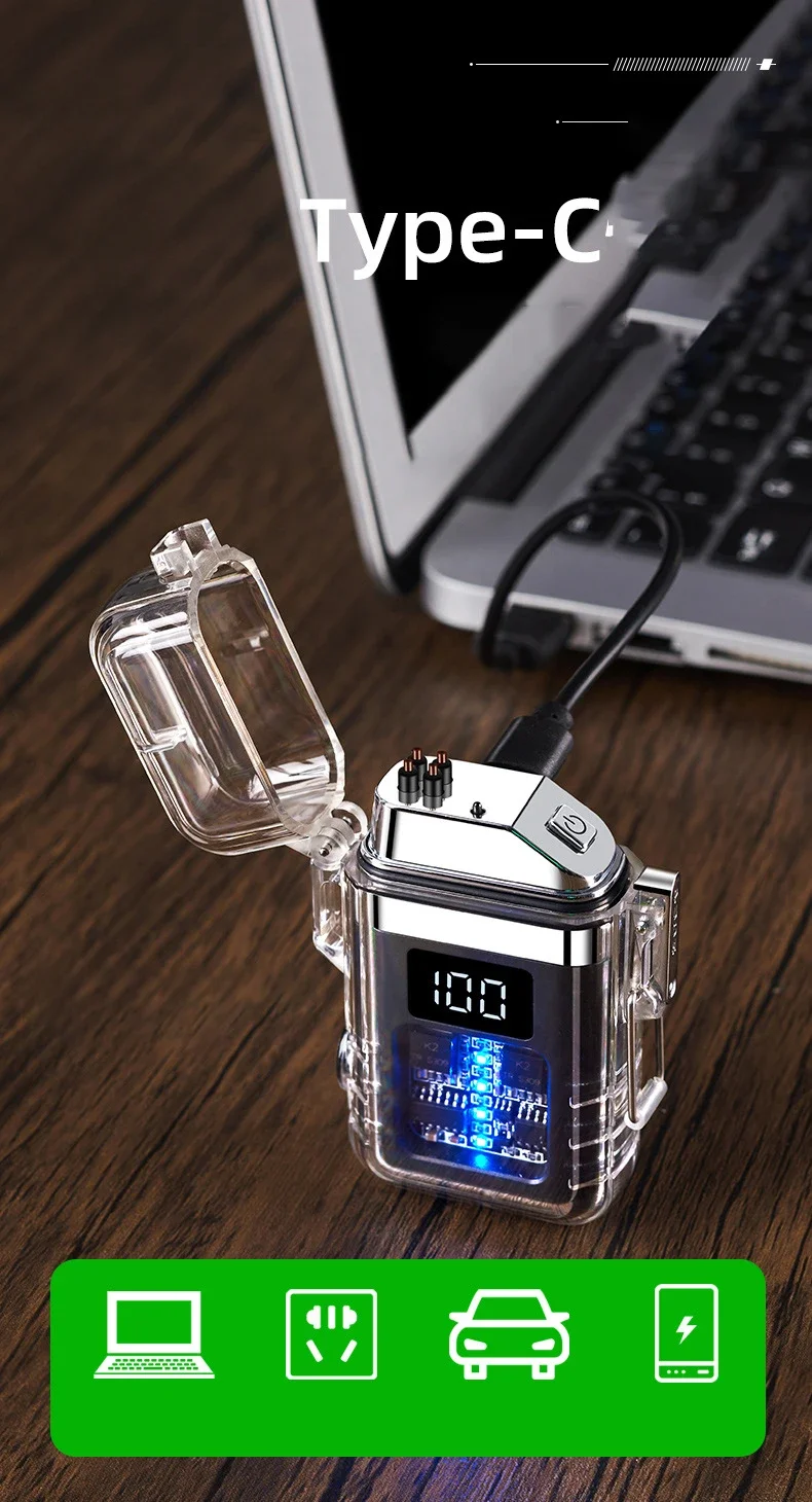 Double Arc Electric Touch Lighter - Type-C Battery, Pulse Cigarette Torch Double Arc Electric Touch Lighter - Type-C Battery, Pulse Cigarette Torch