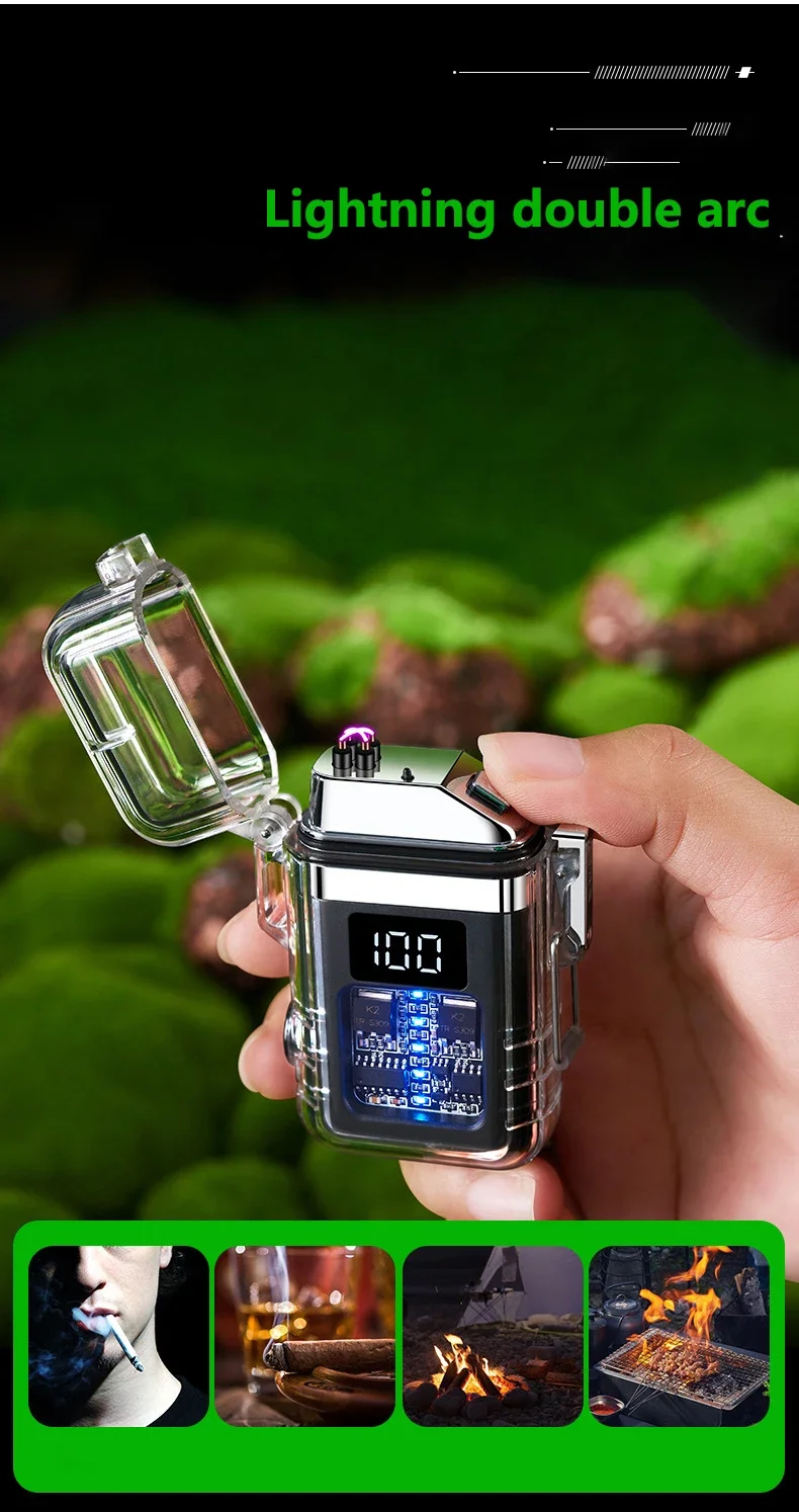 Double Arc Electric Touch Lighter - Type-C Battery, Pulse Cigarette Torch Double Arc Electric Touch Lighter - Type-C Battery, Pulse Cigarette Torch