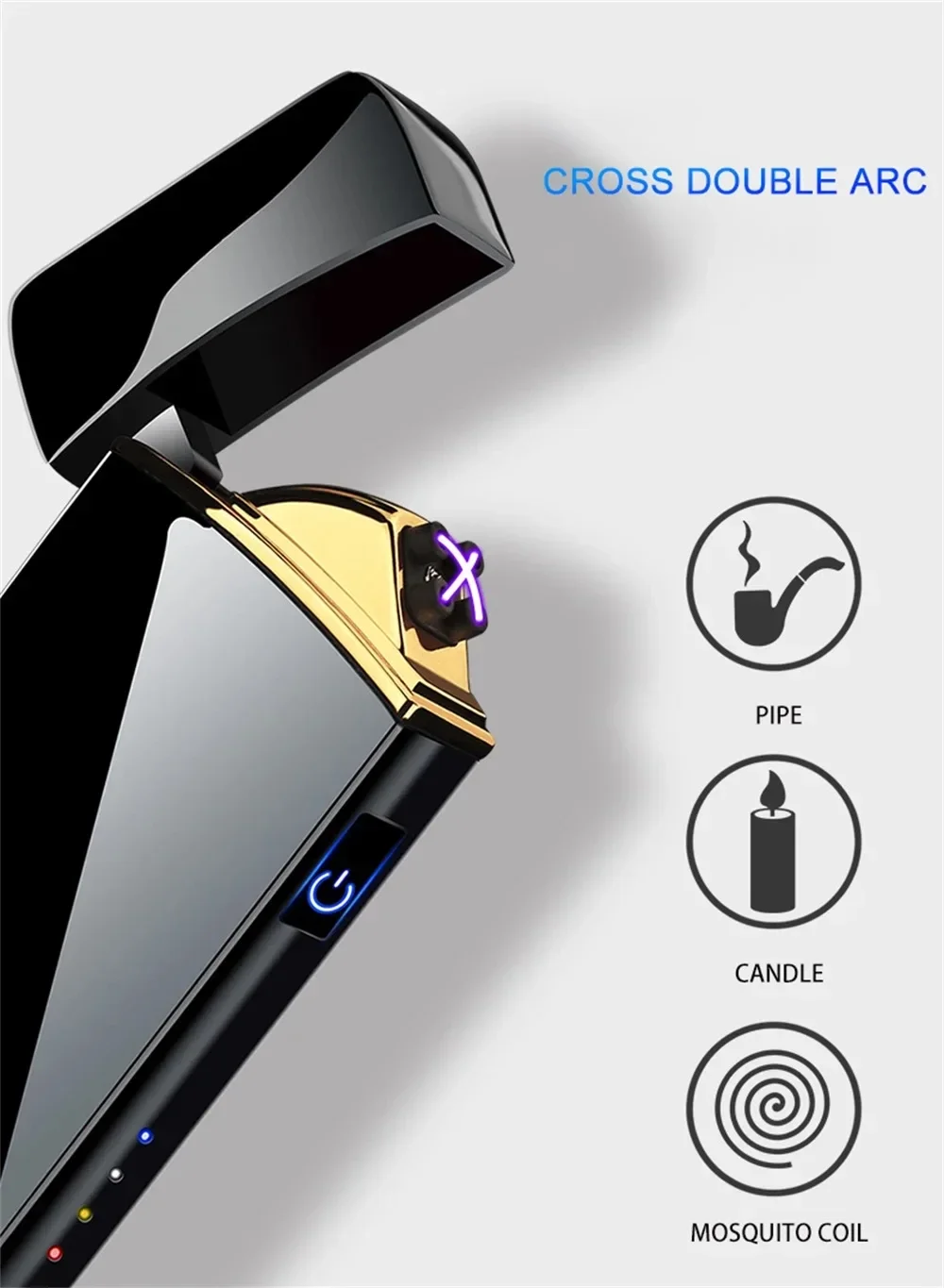 USB Electric Windproof Flameless Lighter - Double Arc, High End Gift USB Electric Windproof Flameless Lighter - Double Arc, High End Gift