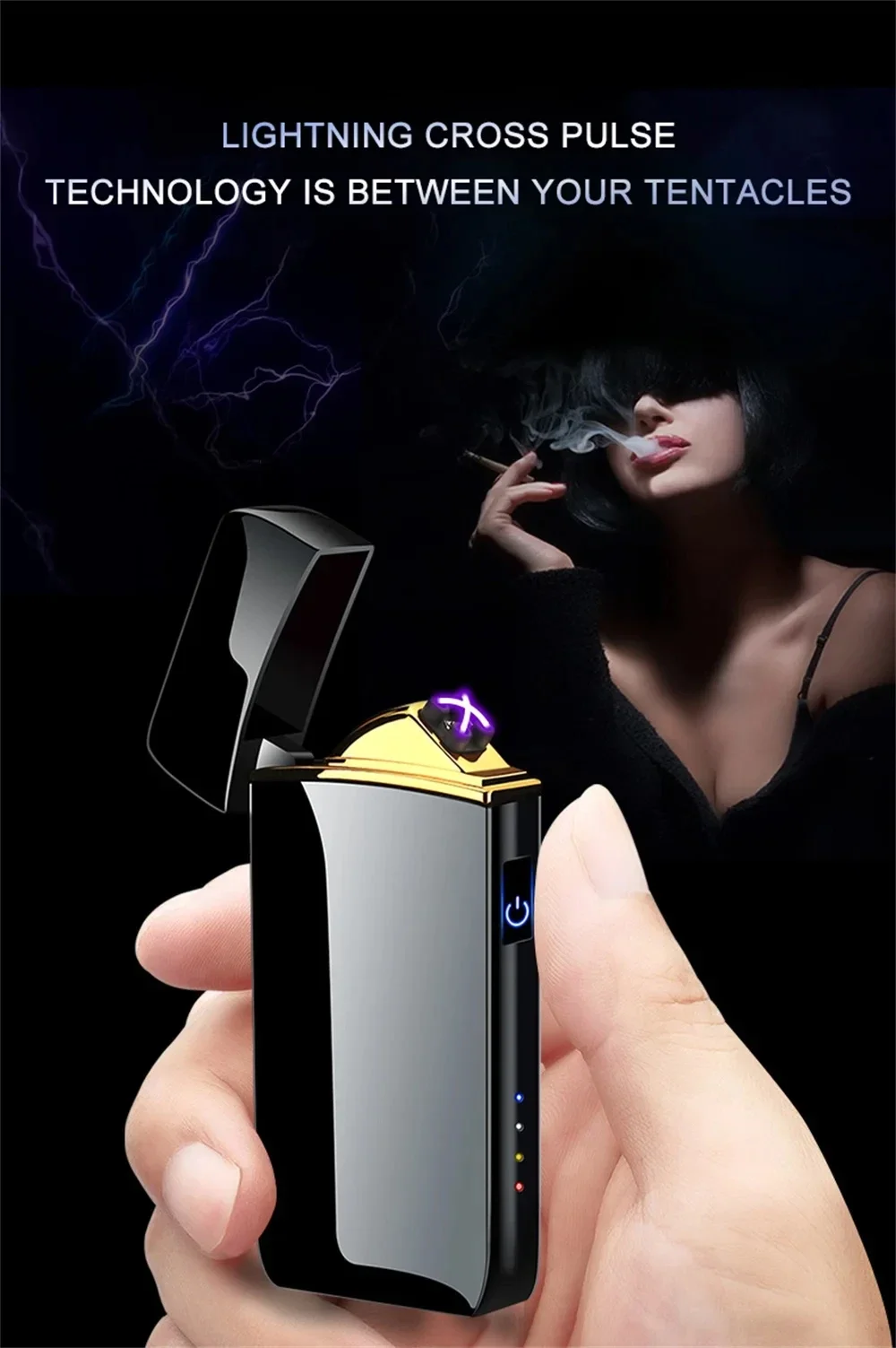 USB Electric Windproof Flameless Lighter - Double Arc, High End Gift USB Electric Windproof Flameless Lighter - Double Arc, High End Gift