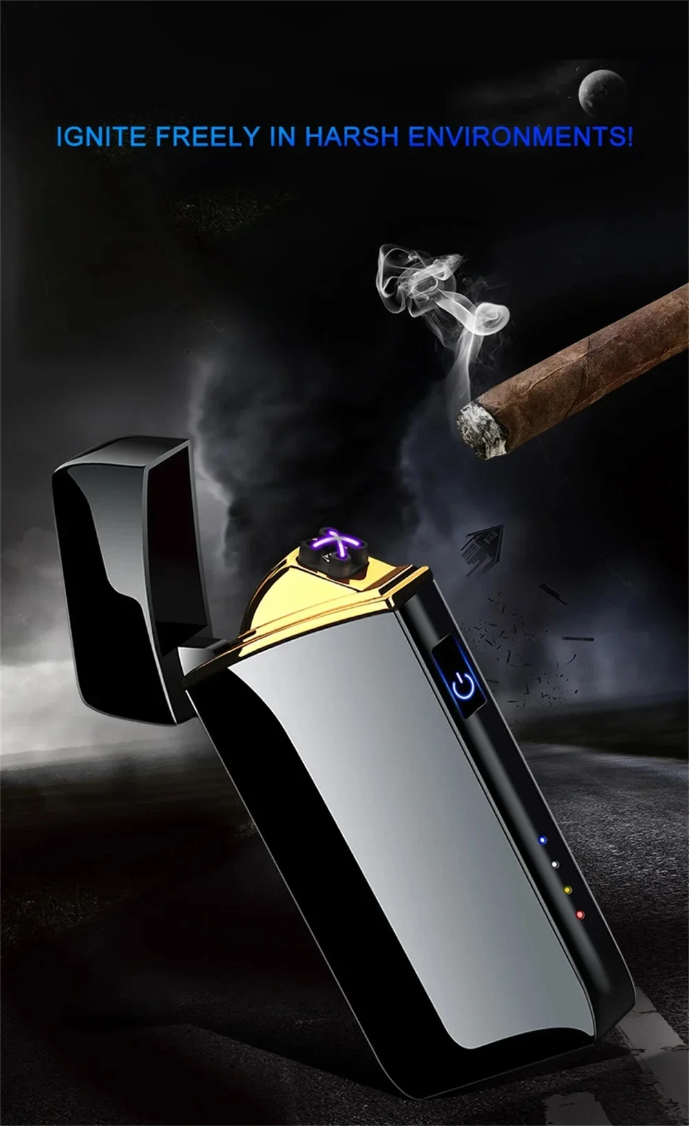 USB Electric Windproof Flameless Lighter - Double Arc, High End Gift USB Electric Windproof Flameless Lighter - Double Arc, High End Gift