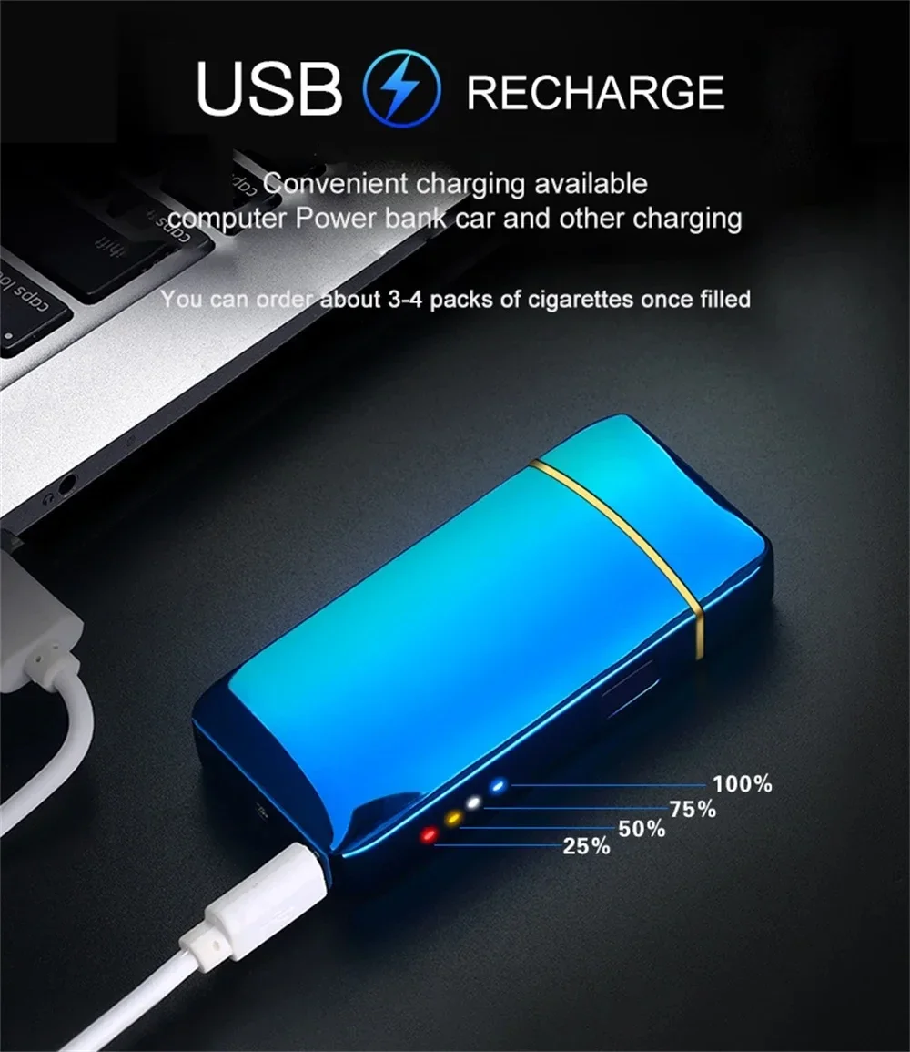 USB Electric Windproof Flameless Lighter - Double Arc, High End Gift USB Electric Windproof Flameless Lighter - Double Arc, High End Gift