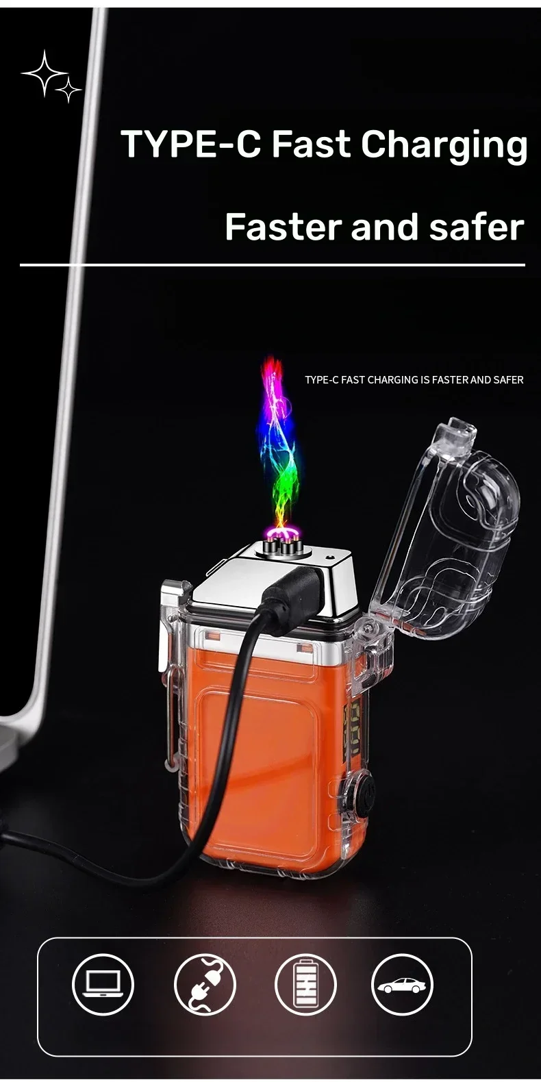 Electric Double Arc Lighter - Type-C, Digital Power Display Electric Double Arc Lighter - Type-C, Digital Power Display