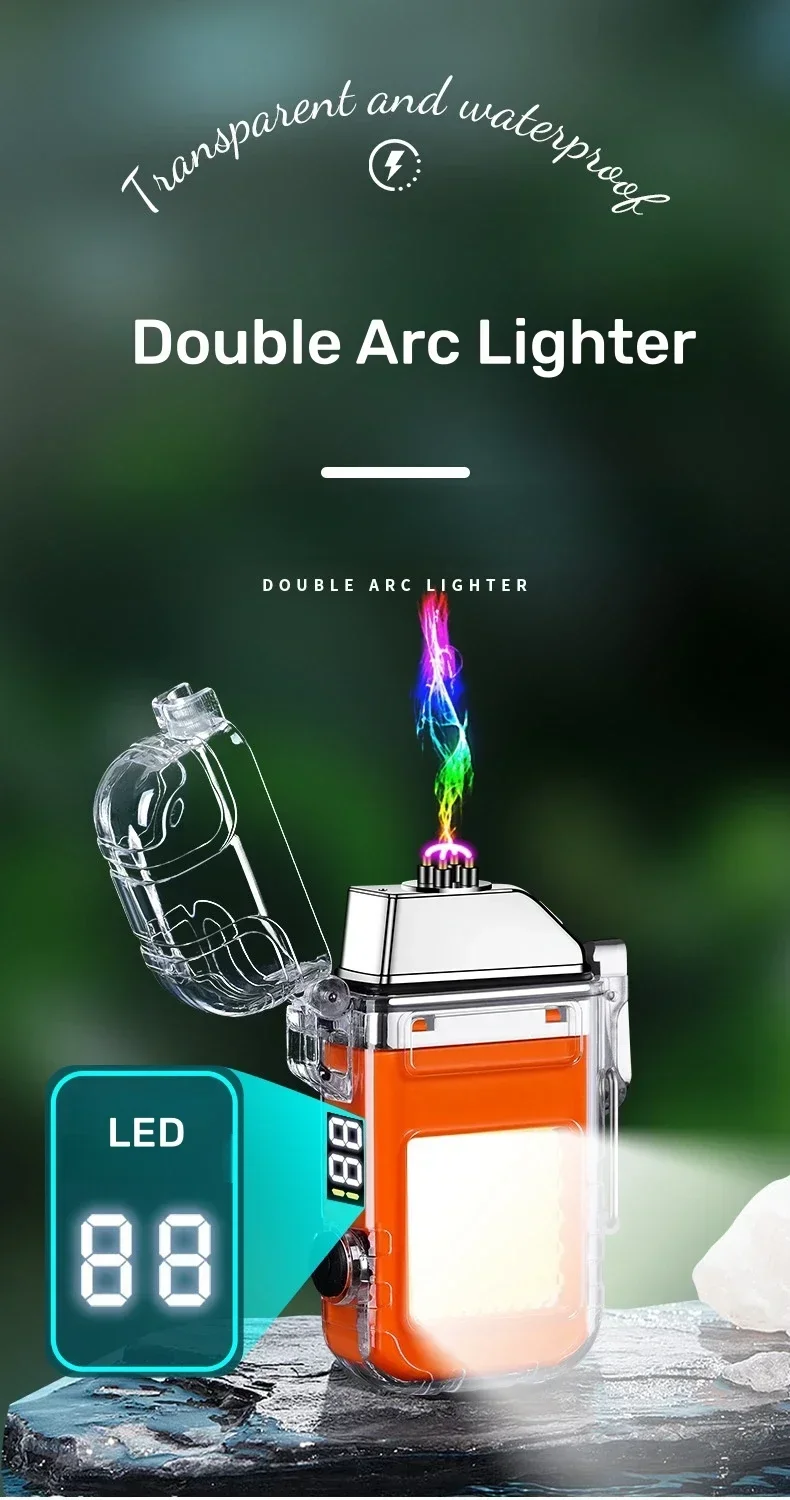 Electric Double Arc Lighter - Type-C, Digital Power Display Electric Double Arc Lighter - Type-C, Digital Power Display