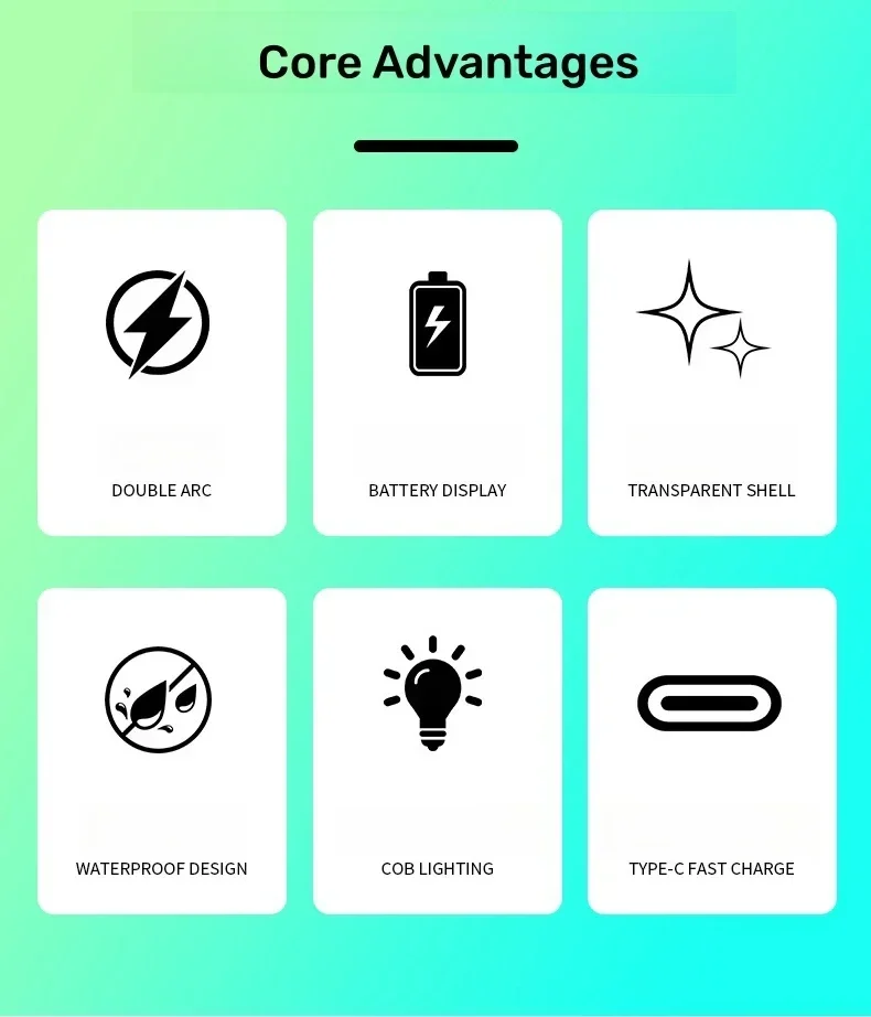 Electric Double Arc Lighter - Type-C, Digital Power Display Electric Double Arc Lighter - Type-C, Digital Power Display