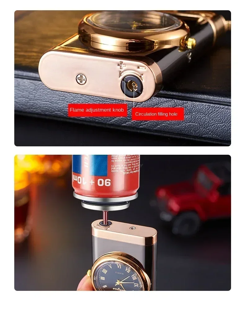 Windproof Gas Lighter Wrist Watch - Double Tube Cigarette Accessories Windproof Gas Lighter Wrist Watch - Double Tube Cigarette Accessories