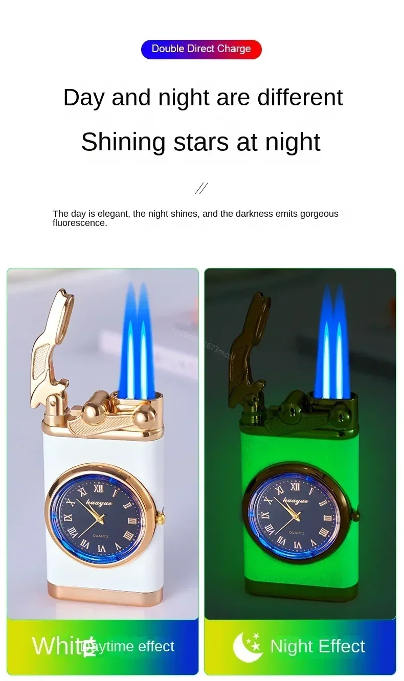 Windproof Gas Lighter Wrist Watch - Double Tube Cigarette Accessories Windproof Gas Lighter Wrist Watch - Double Tube Cigarette Accessories