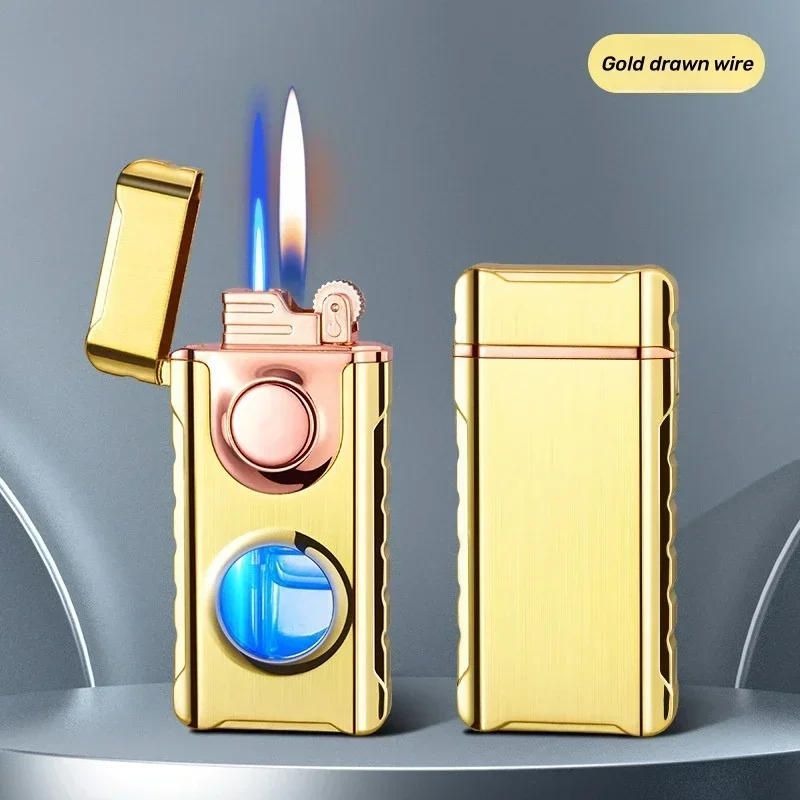 Blue Red Flame Torch Lighter - LED Light, Windproof Portable Cigar Blue Red Flame Torch Lighter - LED Light, Windproof Portable Cigar