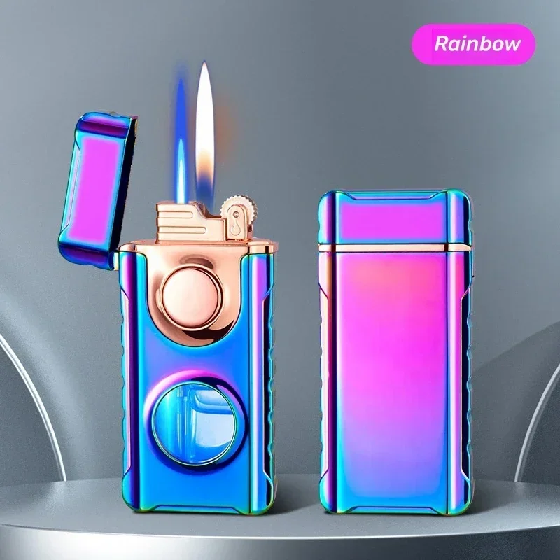 Blue Red Flame Torch Lighter - LED Light, Windproof Portable Cigar Blue Red Flame Torch Lighter - LED Light, Windproof Portable Cigar