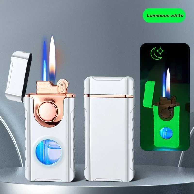 Blue Red Flame Torch Lighter - LED Light, Windproof Portable Cigar Blue Red Flame Torch Lighter - LED Light, Windproof Portable Cigar