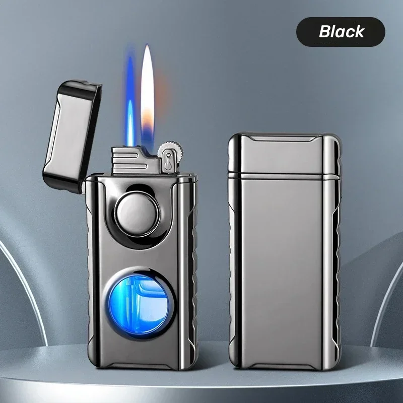 Blue Red Flame Torch Lighter - LED Light, Windproof Portable Cigar Blue Red Flame Torch Lighter - LED Light, Windproof Portable Cigar