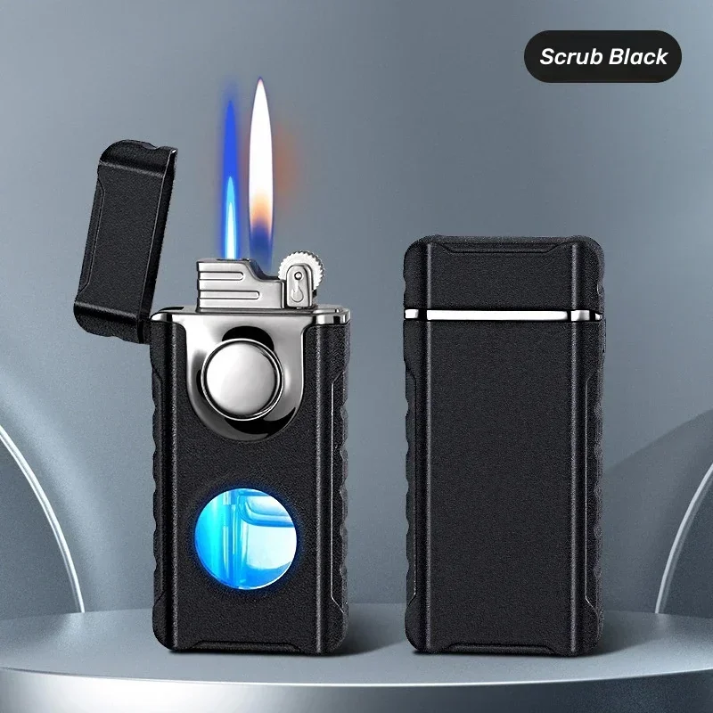 Blue Red Flame Torch Lighter - LED Light, Windproof Portable Cigar Blue Red Flame Torch Lighter - LED Light, Windproof Portable Cigar