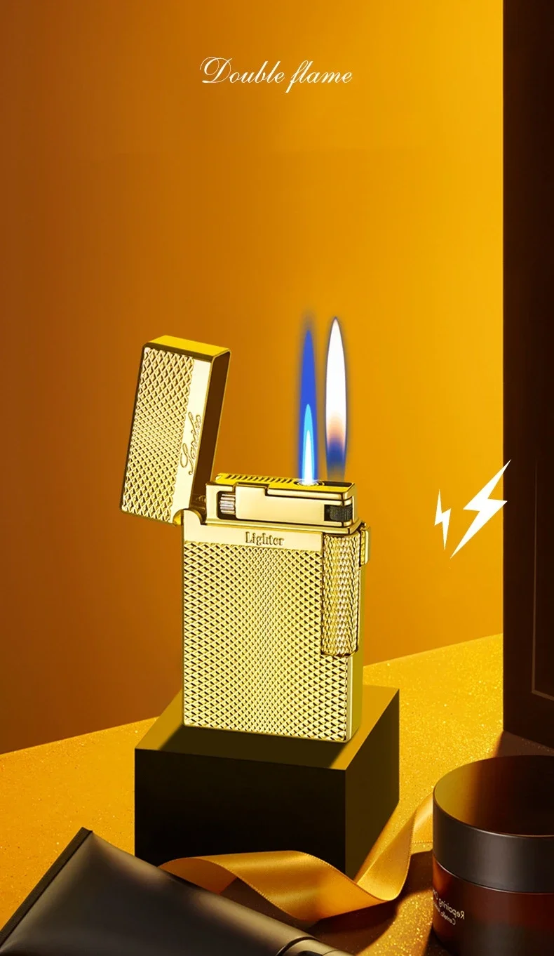 New Metal Windproof Lighter - Double Flame, Retro Crisp Sound