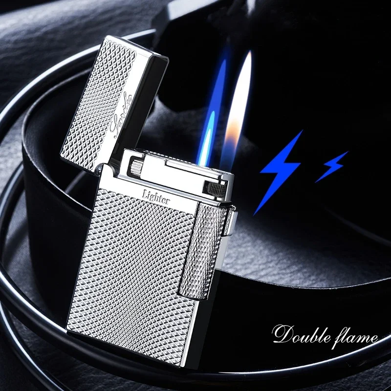 New Metal Windproof Lighter – Double Flame, Retro Crisp Sound New Metal Windproof Lighter - Double Flame, Retro Crisp Sound