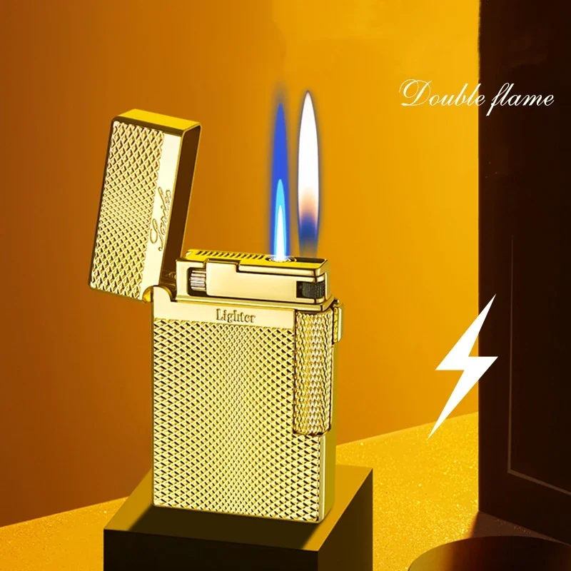 New Metal Windproof Lighter – Double Flame, Retro Crisp Sound New Metal Windproof Lighter - Double Flame, Retro Crisp Sound