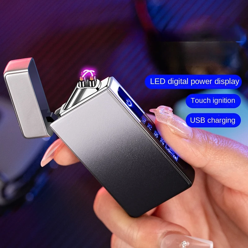 Double Arc Plasma USB Touch Lighter – Digital Display, Rechargeable, Flameless Double Arc Plasma USB Touch Lighter - Digital Display, Rechargeable, Flameless