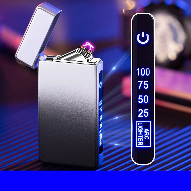 Double Arc Plasma USB Touch Lighter – Digital Display, Rechargeable, Flameless Double Arc Plasma USB Touch Lighter - Digital Display, Rechargeable, Flameless