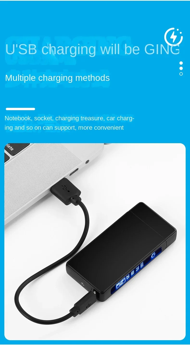 Double Arc Plasma USB Touch Lighter - Digital Display, Rechargeable, Flameless Double Arc Plasma USB Touch Lighter - Digital Display, Rechargeable, Flameless