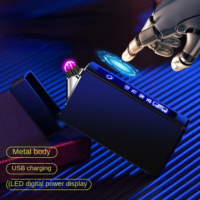 Double Arc Plasma USB Touch Lighter – Digital Display, Rechargeable, Flameless Double Arc Plasma USB Touch Lighter - Digital Display, Rechargeable, Flameless