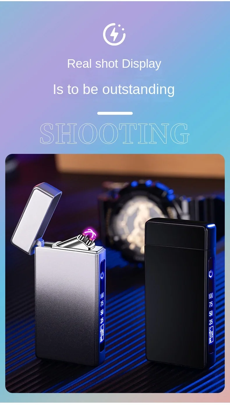 Double Arc Plasma USB Touch Lighter - Digital Display, Rechargeable, Flameless Double Arc Plasma USB Touch Lighter - Digital Display, Rechargeable, Flameless