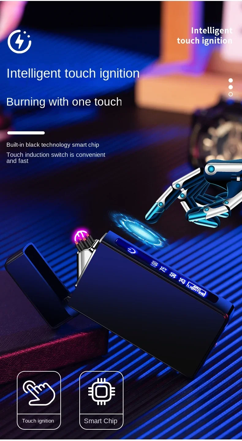 Double Arc Plasma USB Touch Lighter - Digital Display, Rechargeable, Flameless Double Arc Plasma USB Touch Lighter - Digital Display, Rechargeable, Flameless