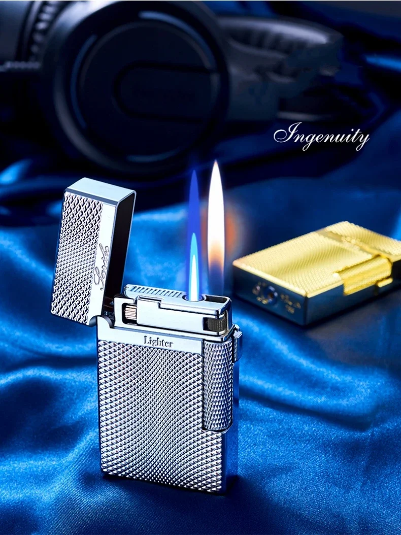 Metal Windproof Double Flame Butane Lighter - Retro Crisp Sound, Men's Gift Metal Windproof Double Flame Butane Lighter - Retro Crisp Sound, Men's Gift