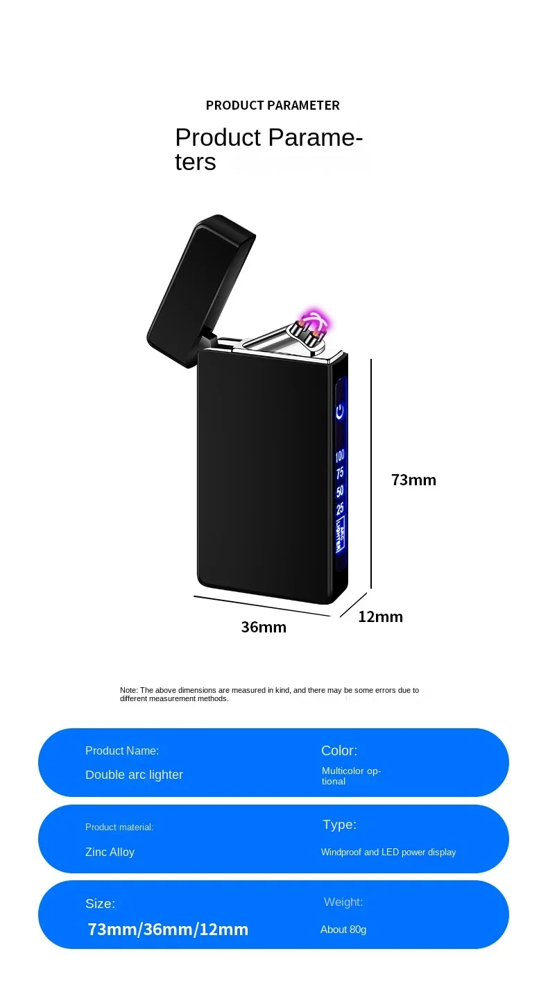 Double Arc Plasma USB Touch Lighter - Digital Display, Rechargeable, Windproof Double Arc Plasma USB Touch Lighter - Digital Display, Rechargeable, Windproof