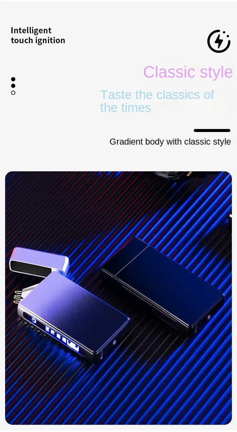 Double Arc Plasma USB Touch Lighter - Digital Display, Rechargeable, Windproof Double Arc Plasma USB Touch Lighter - Digital Display, Rechargeable, Windproof