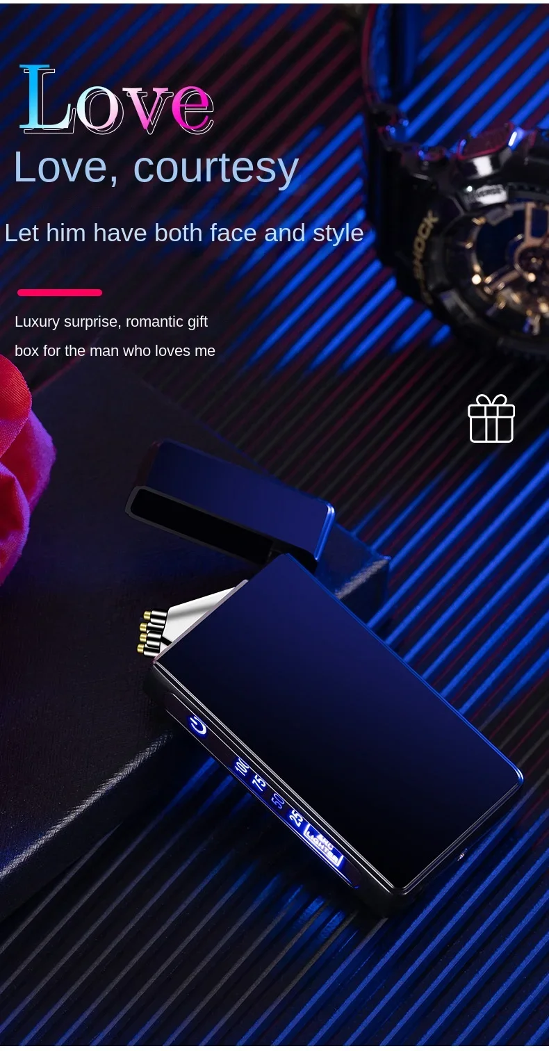 Double Arc Plasma USB Touch Lighter - Digital Display, Rechargeable, Windproof Double Arc Plasma USB Touch Lighter - Digital Display, Rechargeable, Windproof