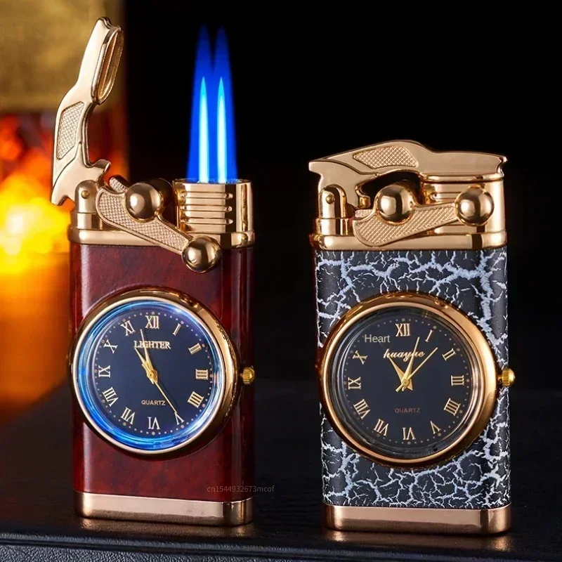 Windproof Gas Lighter Wrist Watch – Jet Double Tube Lighters for Men Windproof Gas Lighter Wrist Watch - Jet Double Tube Lighters for Men