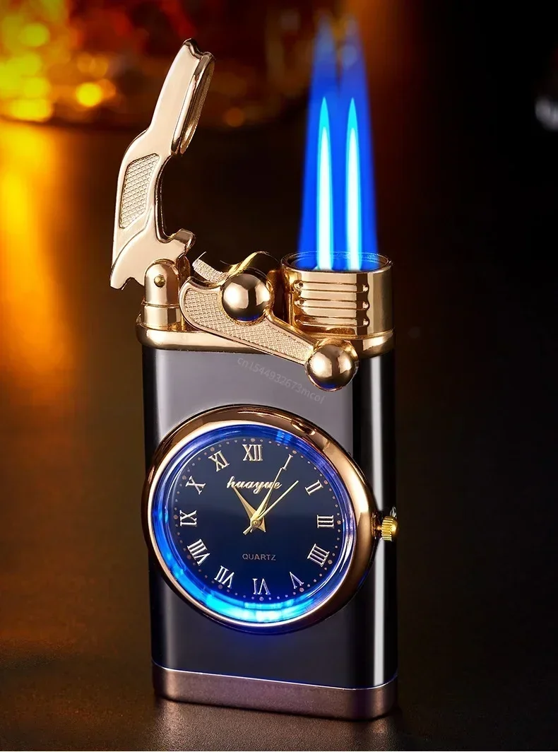 Windproof Gas Lighter Wrist Watch - Jet Double Tube Lighters for Men Windproof Gas Lighter Wrist Watch - Jet Double Tube Lighters for Men