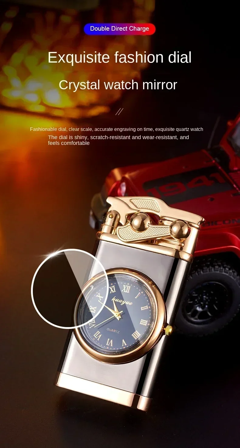 Windproof Gas Lighter Wrist Watch - Jet Double Tube Lighters for Men Windproof Gas Lighter Wrist Watch - Jet Double Tube Lighters for Men